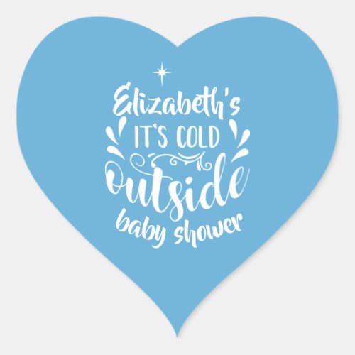Blue Its Cold Outside Baby ShowerSprinkle Heart Sticker