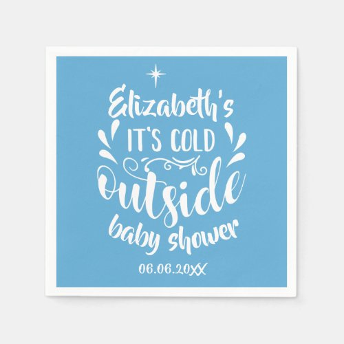 Blue Its Cold Outside Baby Shower  Sprinkle Napkins