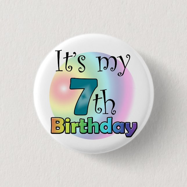 Blue It's my 7th Birthday Pinback Button (Front)
