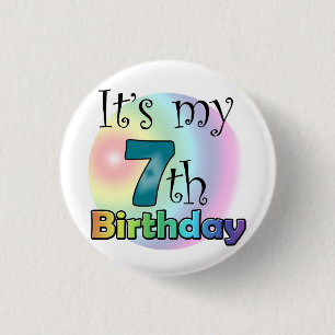 Blue It's my 7th Birthday Pinback Button