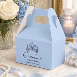 Blue & Ivory Floral Quinceañera Favor Boxes