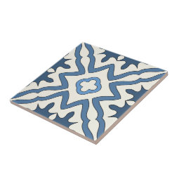 Blue Ivory Greek Inspired Geometric Tile | Zazzle