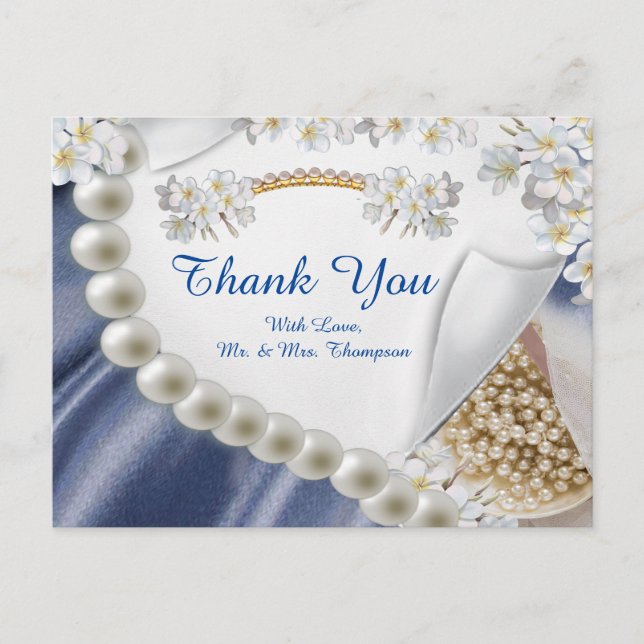 Blue,Ivory,Green,Gold Silk & Pearl Tank Y Postcard (Front)