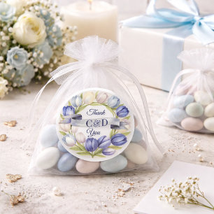 Blue  Ivory Tulip Wedding Thank You Favor Label