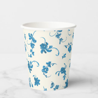 Blue Ivory Vintage Elegant Rococo Paper Cups