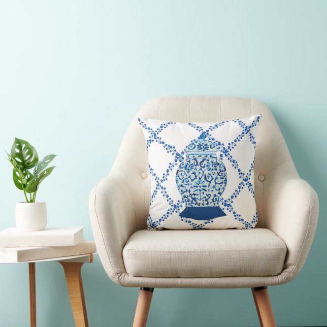 Blue Ivy Ginger Jar Jars Throw Pillow (Chair)