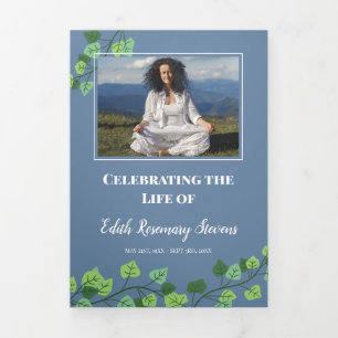 Blue  & Ivy Photo Funeral Tri-Fold Program