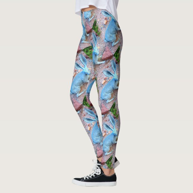blue jackrabbit bunnies leggings (Left)