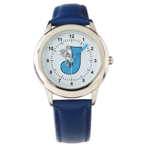 Blue Jackrabbit Monogrammed J Boys Watch