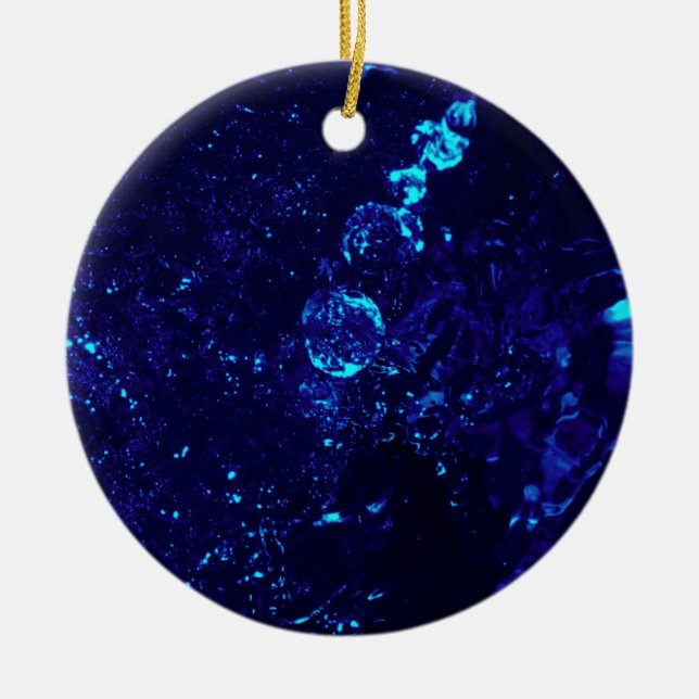 Blue Jacuzzi Bubbles Round Christmas Ornament (Front)