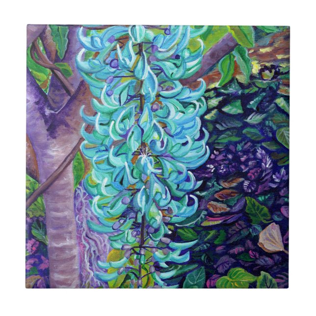 Blue Jade Vine Ceramic Tile (Front)