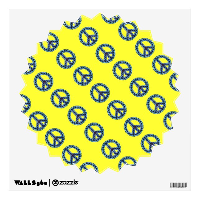 Blue Jagged Peace Tiled Starburst Wall Decal (Front)