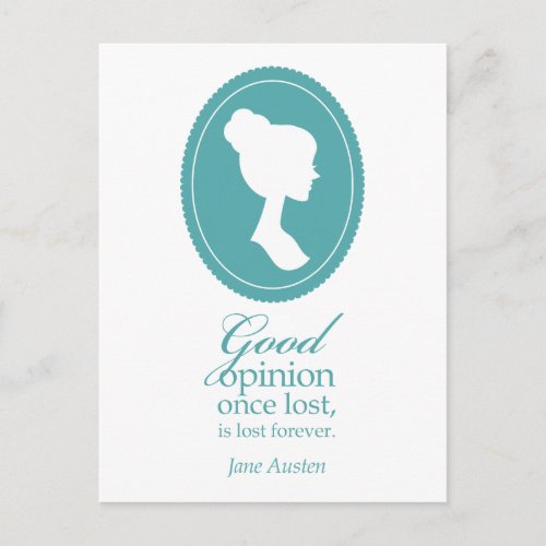 Blue Jane Austen Good Opinion Lost Quote Gift Postcard