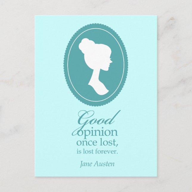 Blue Jane Austen Good Opinion Lost Quote Gift Postcard (Front)