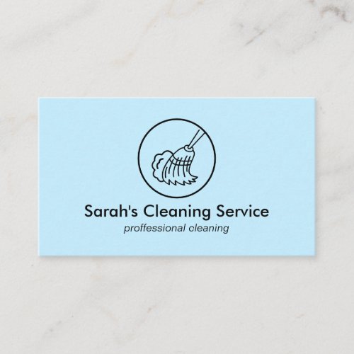 Blue Janitorial Broom Home House Cleaning Business Card