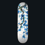Blue Japanese Blossoms Skateboard<br><div class="desc">a traditional watercolor work of blue blossoms in japanese style hanging from a tree on a skateboard</div>
