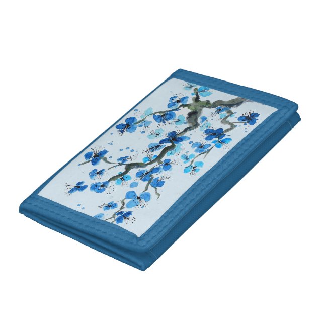 Blue Japanese Blossoms Watercolor Wallet (Bottom)