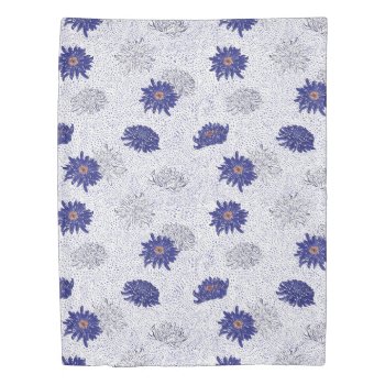 Blue Japanese Flower Pattern Duvet Cover by Pick_Up_Me at Zazzle