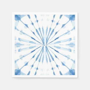 Blue Japanese Shibori sunburst tie dye pattern Napkins