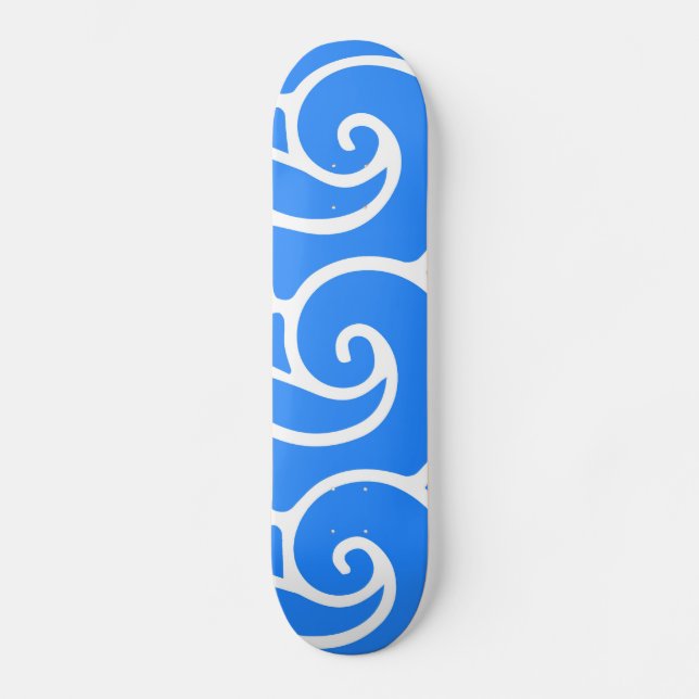 Blue Japanese style waves Skateboard (Front)
