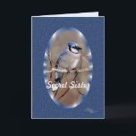 Blue Jay 8883- customize Card<br><div class="desc">change the words on the front and inside for any occassion you wish. To see more blue jay coordinating cards,  stamps and gift items,  go to my BIRDS SECTION- BLUE JAYS.</div>