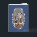 Blue Jay 8883- customize Card<br><div class="desc">change the words on the front and inside for any occassion you wish. To see more blue jay coordinating cards,  stamps and gift items,  go to my BIRDS SECTION- BLUE JAYS.</div>