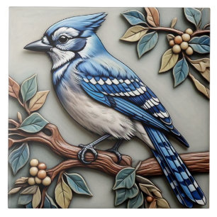 Blue Jay - Art And Crafts Ceramic Tile