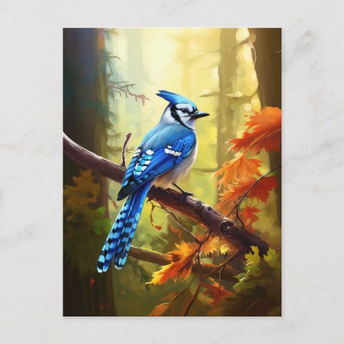 Blue Jay Bird Art Postcard