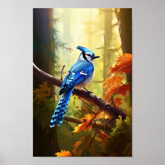 Blue Jay Bird Art Poster (Front)