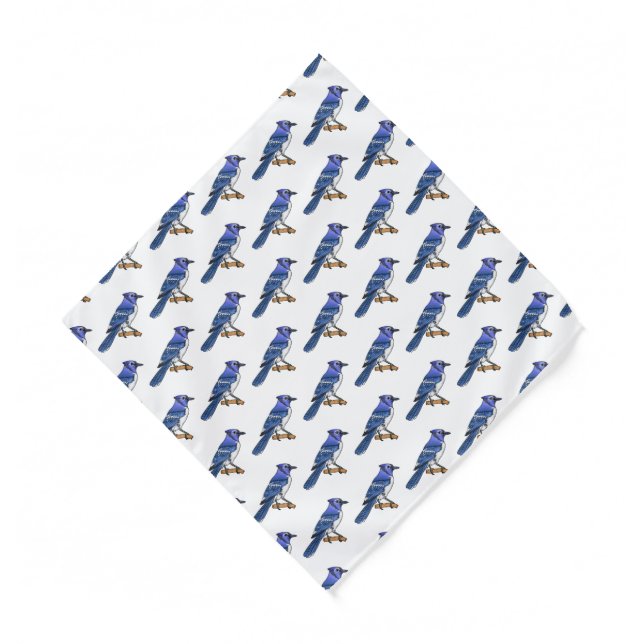 Blue jay bird cartoon illustration  bandana (Front)