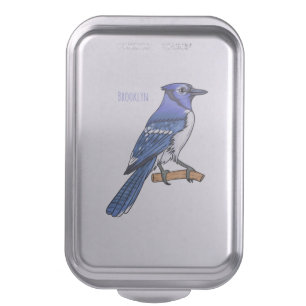Blue jay bird cartoon illustration cake pan