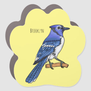 Blue jay bird cartoon illustration car magnet