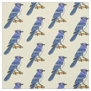 Blue jay bird cartoon illustration fabric