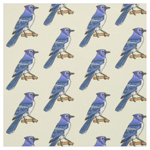 Blue jay bird cartoon illustration  fabric