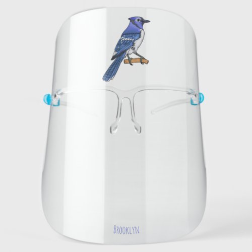 Blue jay bird cartoon illustration  face shield