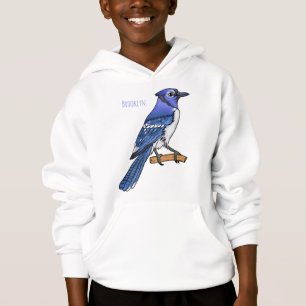 Blue jay bird cartoon illustration hoodie
