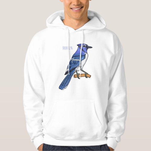 Blue jay bird cartoon illustration  hoodie