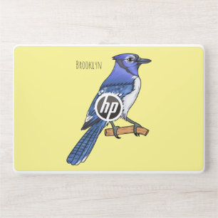 Blue jay bird cartoon illustration HP laptop skin