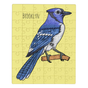 Blue jay bird cartoon illustration jigsaw puzzle