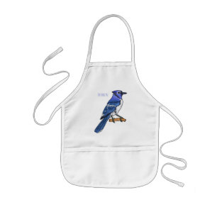 Blue jay bird cartoon illustration kids' apron