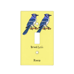 Blue jay bird cartoon illustration light switch cover