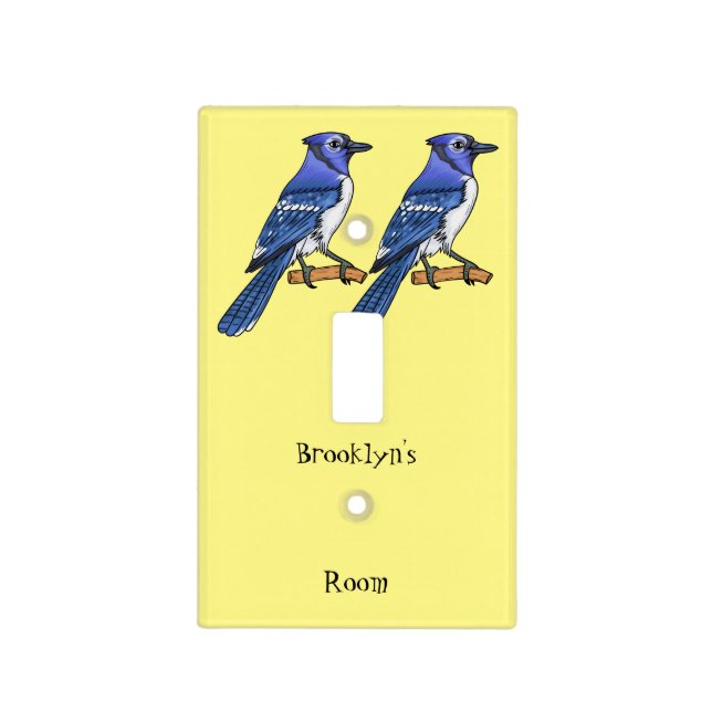 Blue jay bird cartoon illustration  light switch cover (Front)
