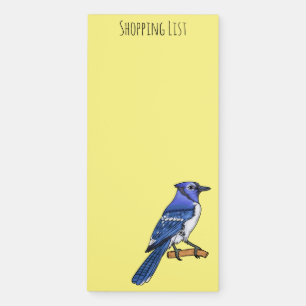 Blue jay bird cartoon illustration magnetic notepad