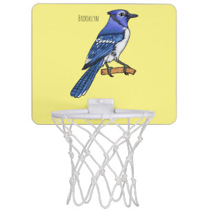 Blue jay bird cartoon illustration mini basketball hoop