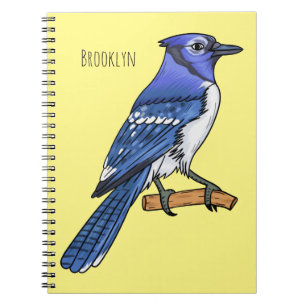 Blue jay bird cartoon illustration notebook