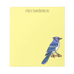 Blue jay bird cartoon illustration notepad