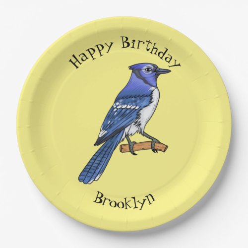 Blue jay bird cartoon illustration  paper plates