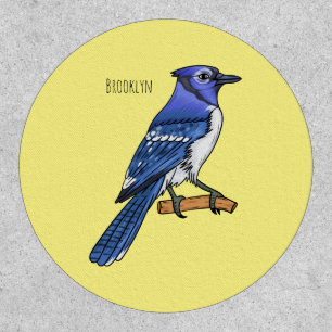 Blue jay bird cartoon illustration patch