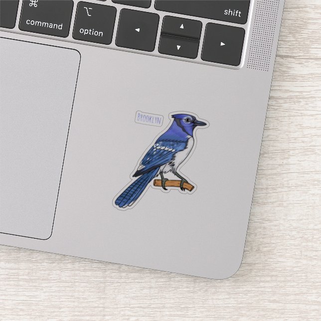 Blue jay bird cartoon illustration  sticker (Detail)