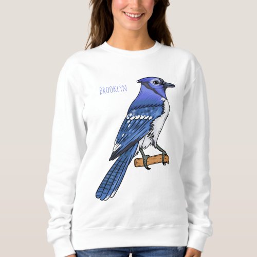 Blue jay bird cartoon illustration  sweatshirt